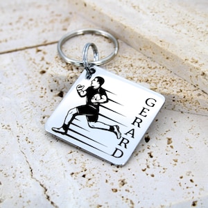 Porte Clé Personnalisé rugby, cadeau joueur de rugby, Cadeau anniversaire, Idée cadeau pour homme, Porte-clé prénom personnalisé