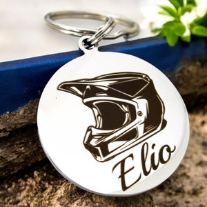 Porte clé personnalisé casque de motocross, idée Cadeau motard, cadeau fêtes des pères, casque de moto personnalisable
