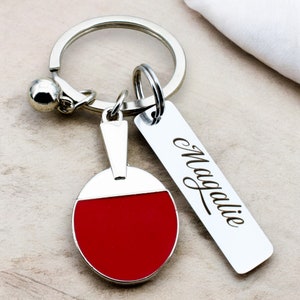 Porte Clé Personnalisé Tennis de Table, Cadeau Joueur de Ping Pong, raquette de ping pong, gravure personnalisable