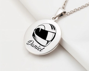 Personalized Motorcycle Helmet Necklace, biker gift idea, Father's Day gift, customizable motorcycle necklace