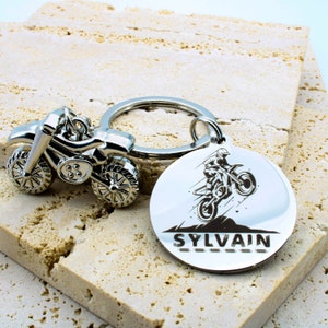 Porte clé personnalisé motocross, idée Cadeau motard, cadeau fêtes des pères, porte clé motocross personnalisable