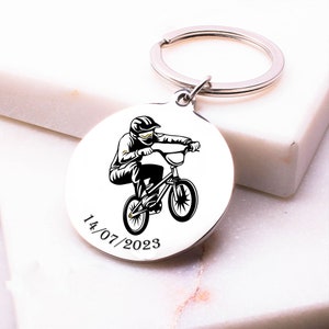 Personalized BMX Key Ring, Cross Bike key ring, BMX child gift idea, child birthday gift