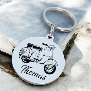 Porte clé vespa personnalisé, cadeau pour papa, idée Cadeau motard, idée fêtes des pères, porte clé scooter, cadeau Fan Vespa Homme Femme