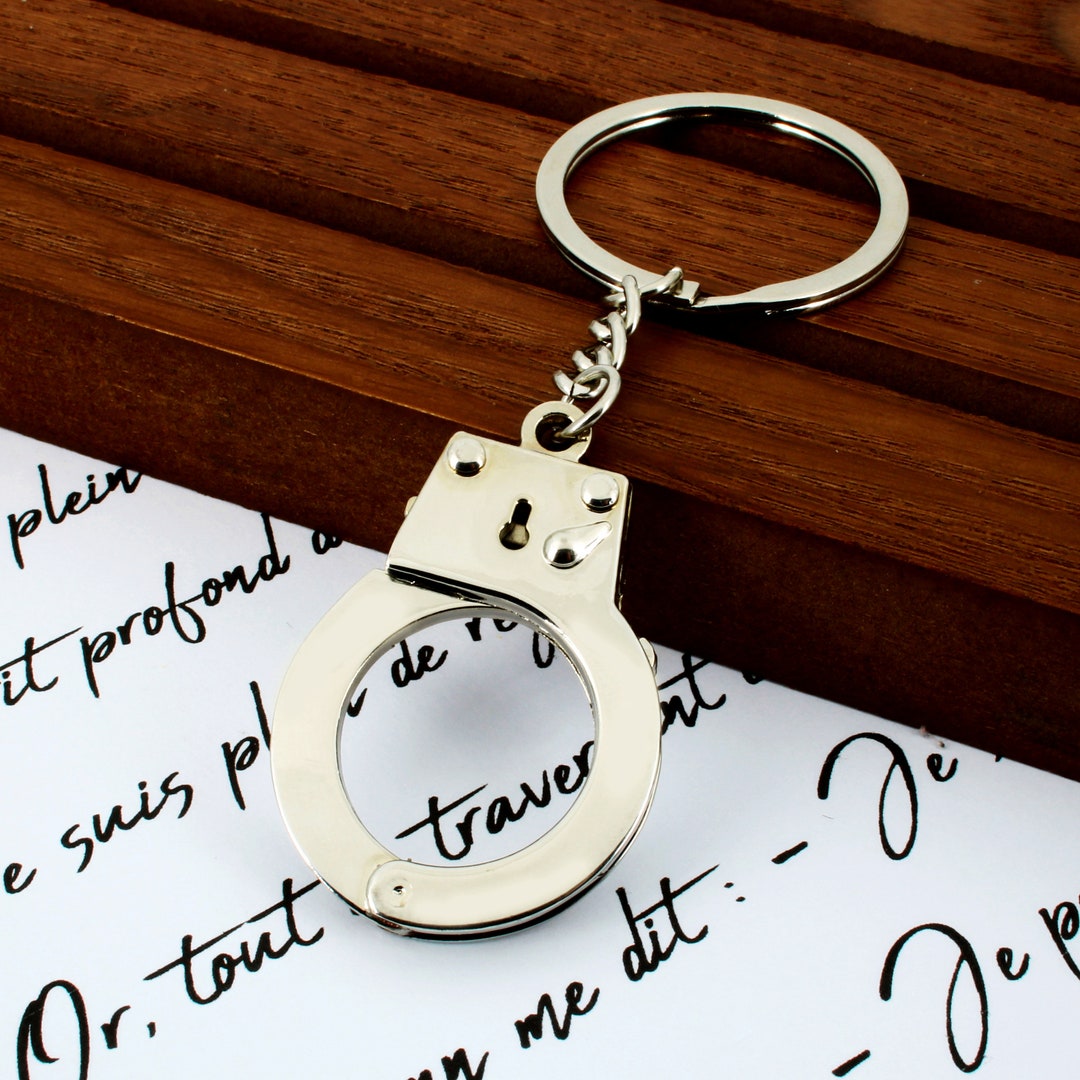 Personalized Police Handcuff Key Ring, Personalized Initial Engraving ...