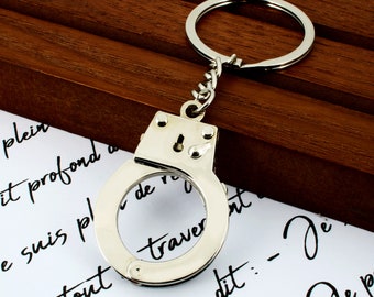 Personalized Police Handcuff Key Ring, Personalized Initial Engraving, police officer gift idea, handcuff key holder