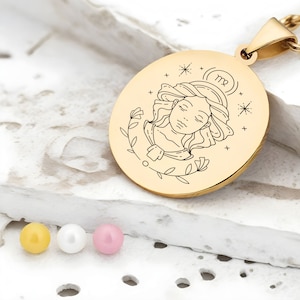 Zodiac sign necklace, astrology medal | personalized engraving | mom gift | Mother's Day gift