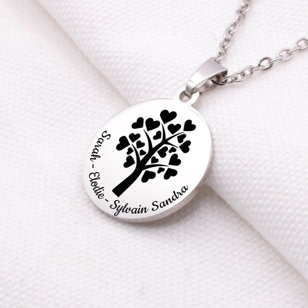 Collier Arbre de Vie Personnalisé avec Prénoms d'Enfants, idée cadeau maman, cadeau anniversaire tata, collier porte bonheur