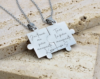 Personalized Puzzle Necklace, mom gift, godmother, personalized gift idea, sister of the heart