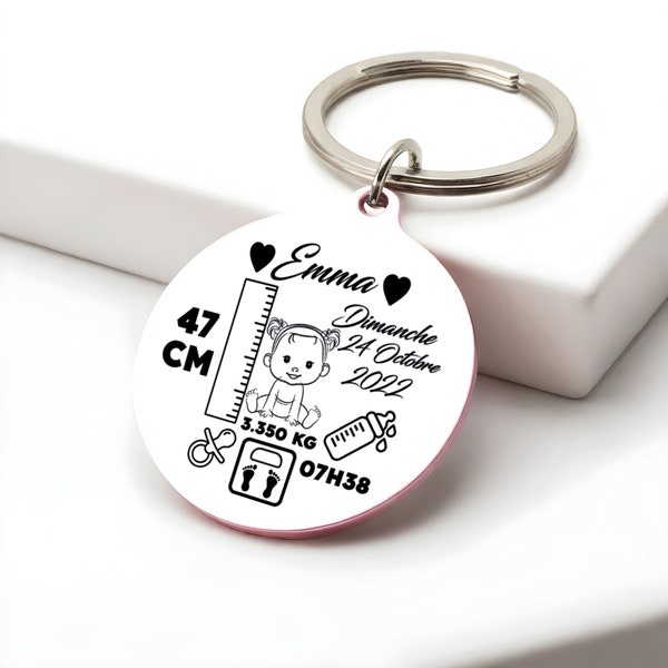 Birth key ring pregnancy gift | personalized engraving | mom gift | Mother's Day gift