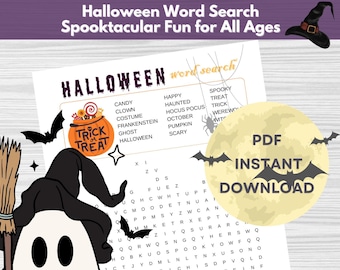 Woordzoeker Halloween, afdrukbare Halloween-activiteit, Halloween-woord zoeken, Halloween-klasactiviteitenspel, Halloween-woordspel voor kinderen