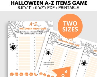 Halloween AZ-spel, Halloween-feestspel, Halloween-kinderfeestspel, activiteitenspel voor de klas, Halloween-alfabetspel, sociaal kerkspel