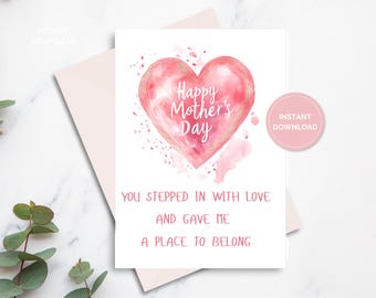 Afdrukbare Moederdagkaart, Happy Mothers Day-wenskaart, wenskaart, afdrukbare blanco kaart, opvouwbare kaart van 5 x 7, wenskaart moeder