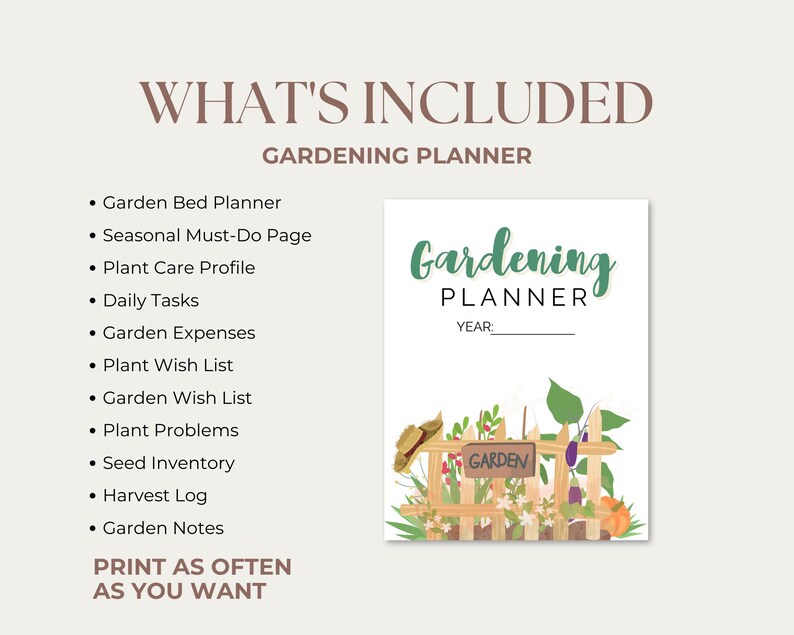 Printable Gardening Planner, Plant Tracker, Daily Tasks Plant Wish List ...