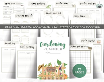 Afdrukbare tuinplanner, plantentracker, dagelijkse taken, plantenverlanglijstje, planner voor tuinbedden, zaadinventaris, plantenverzorging, tuinkosten