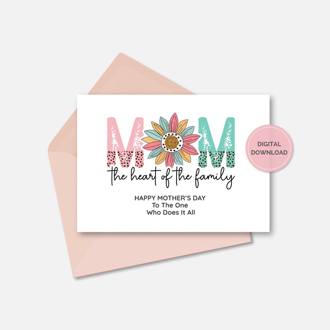 Mother's Day Printable Card, Happy Mothers Day Greeting Card, Greeting ...