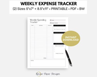 Weekly Expense Tracker, Personal Expense Tracker, Expense Printable, Money Tracker, Cash Tracker, Cash Spending Log, Expense Log, Money Log