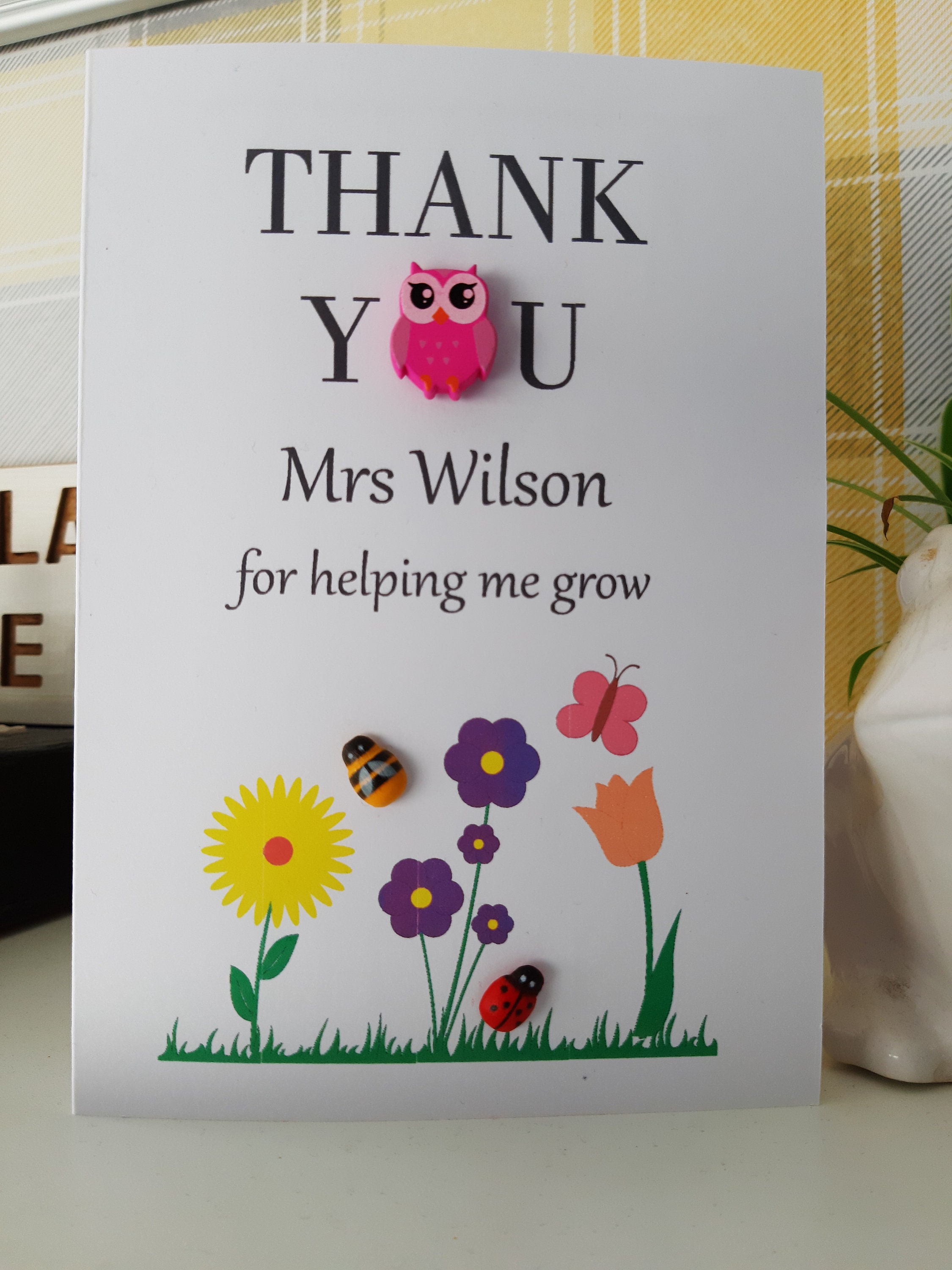 Personalised Teacher Thank You Card and Optional Keyring, Teacher Gift