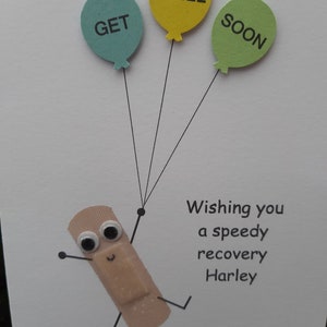 Personalised Get well soon card, 3D balloon cutouts and plaster card, Funny get well soon card, speedy recovery card, Handmade get well soon image 5