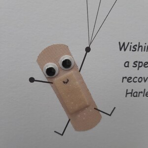 Personalised Get well soon card, 3D balloon cutouts and plaster card, Funny get well soon card, speedy recovery card, Handmade get well soon image 4