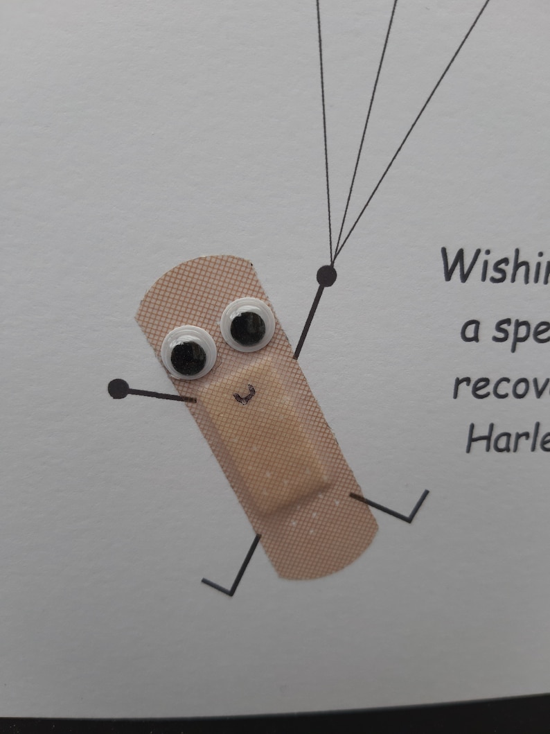 Personalised Get well soon card, 3D balloon cutouts and plaster card, Funny get well soon card, speedy recovery card, Handmade get well soon image 4