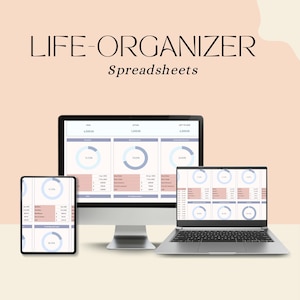 Life Organizer planner google sheets Productivity Planner Budget Tracker To Do List Template Calendar Habit Goal Tracker Digital Organizer