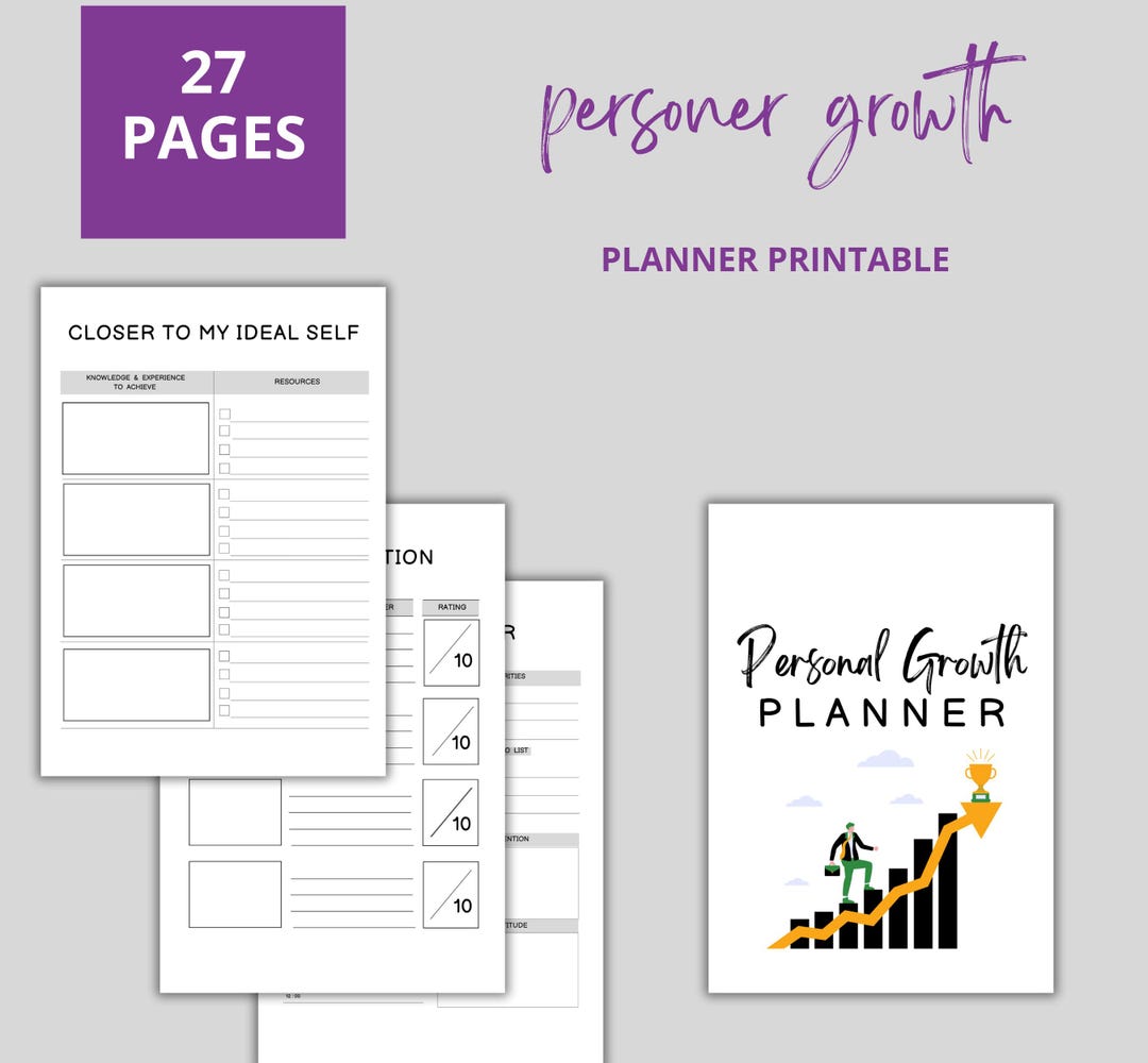 Growth Planner PDF Printable and Digital Self-improvement Planner for ...