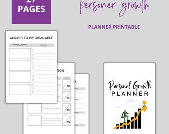 Personal Growth Planner: Self-Improvement, Growth Mindset (PDF Printable)