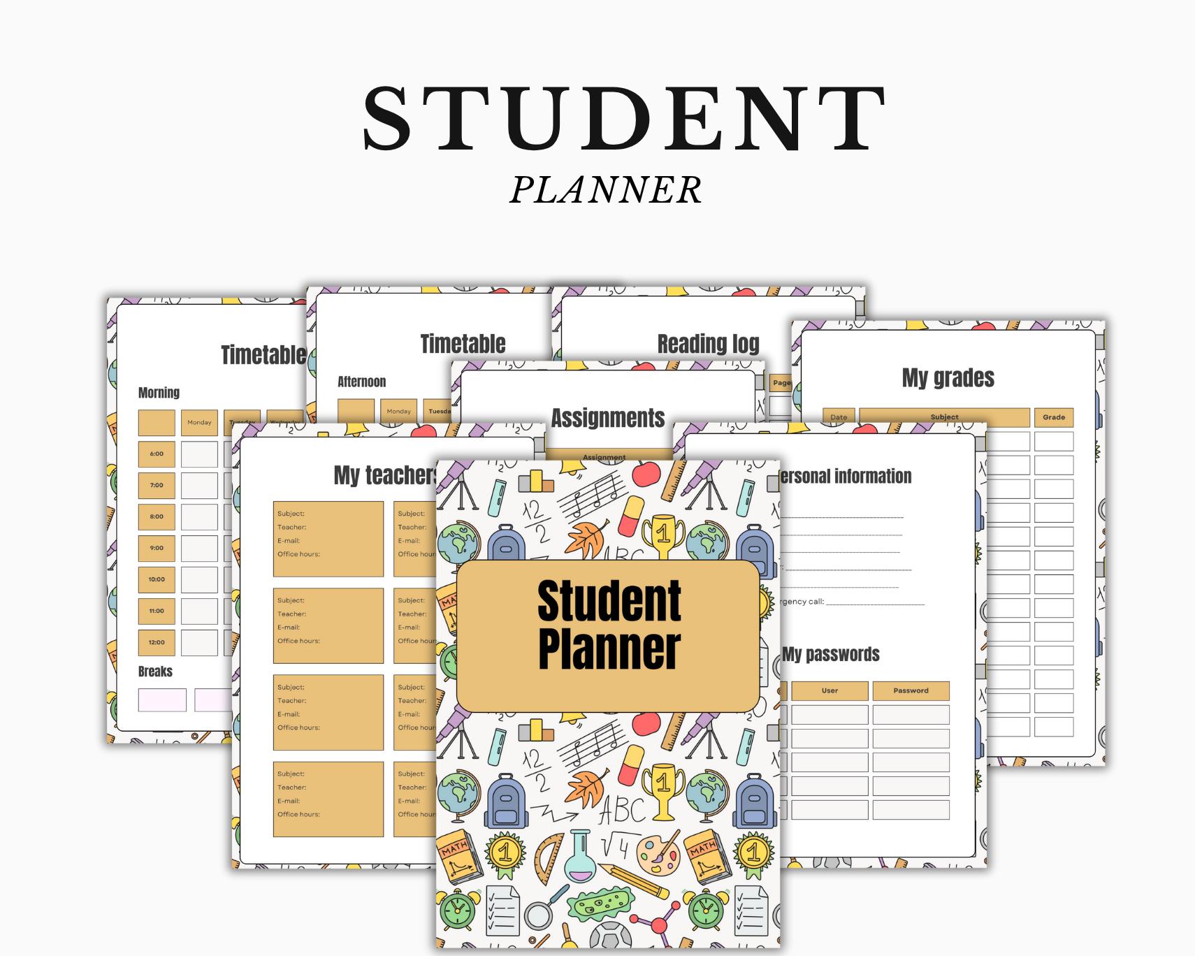 Student Planner Printable Bundle: Academic Study Organizers (digital ...