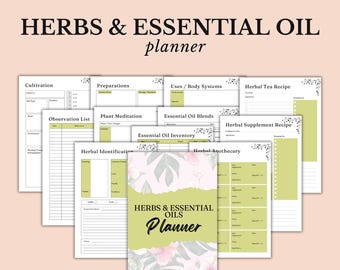 Herbal & Essential Oils Planner: DIY Apothecary, Foraging Log (Canva Template)