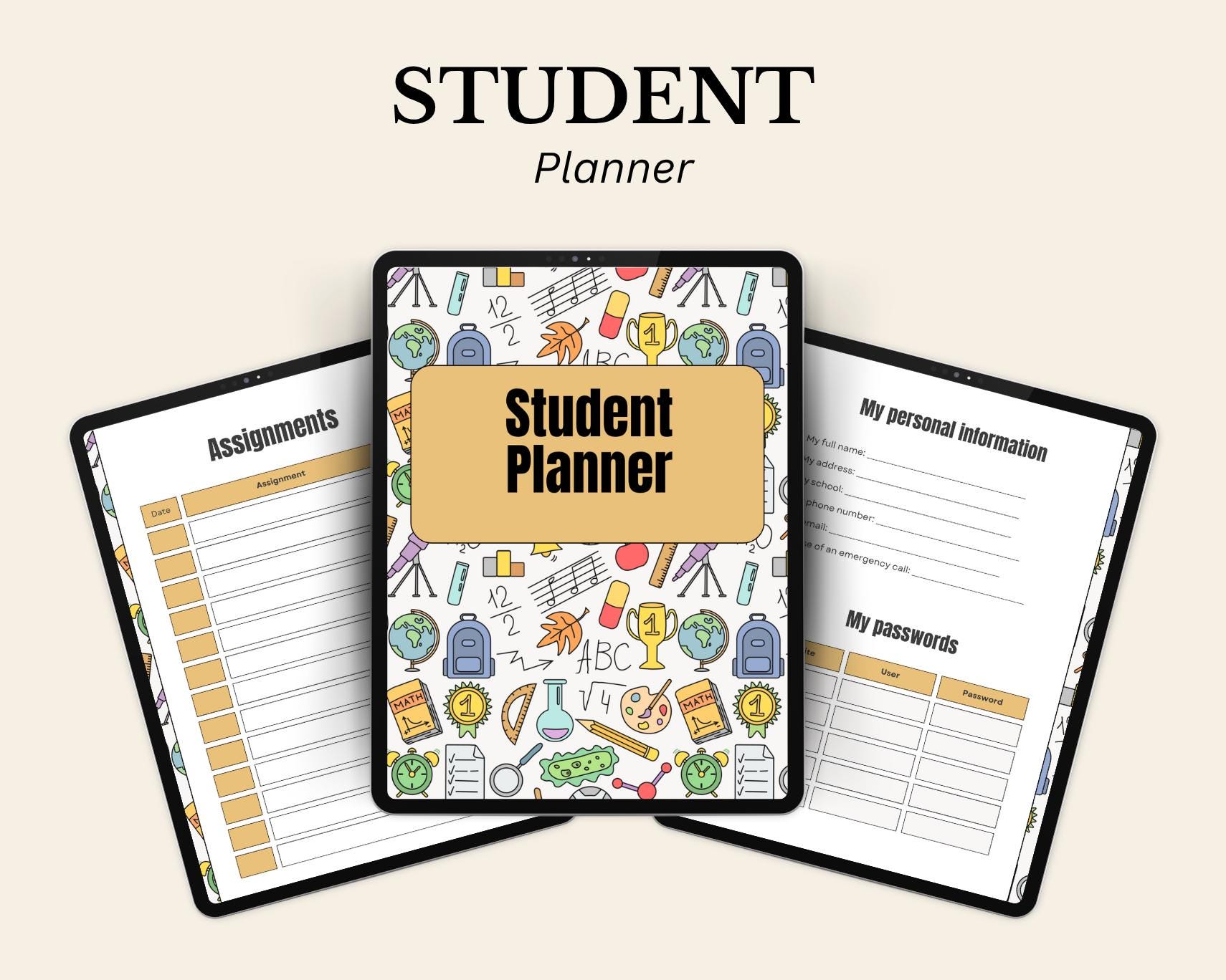 Student Planner Printable Bundle: Academic Study Organizers (digital ...