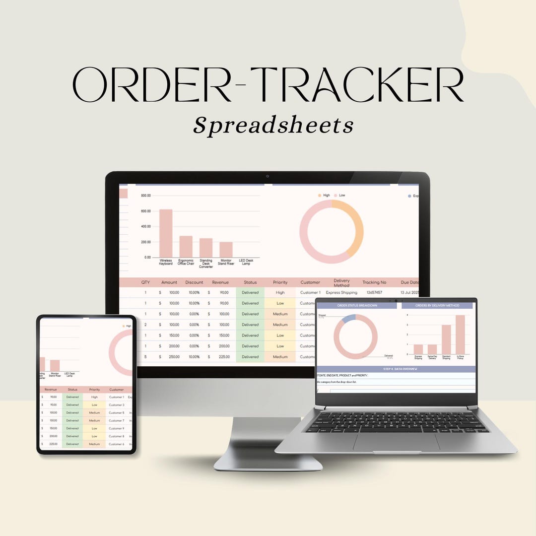 Order Tracker Spreadsheet: Google Sheets & Excel Template (digital ...