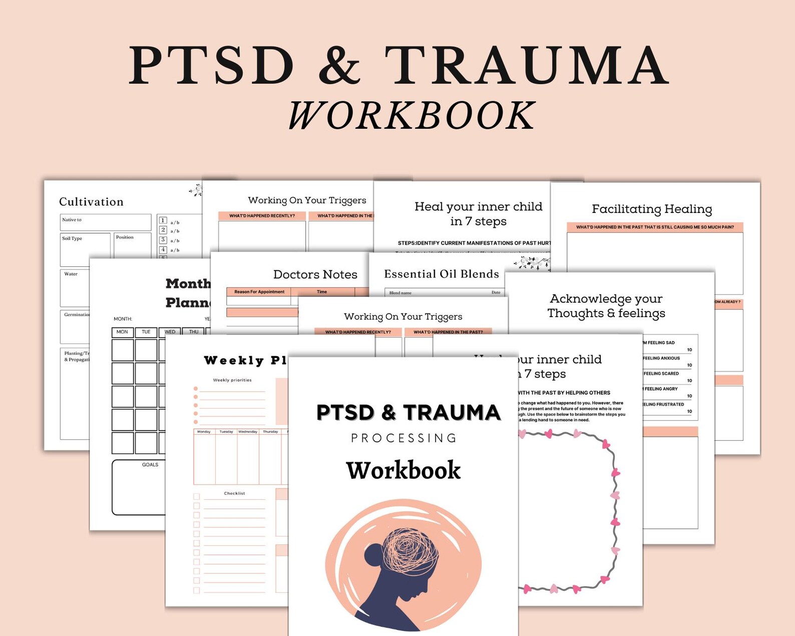 PTSD Trauma Processing Workbook: Therapy Worksheets & Safety Plan ...