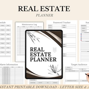Planificador para agentes inmobiliarios: Lista de verificación diaria, plantilla editable de Canva (descarga digital)