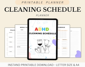 Plan de limpieza para TDAH (PDF editable): Programa de limpieza del hogar y listas de verificación para ordenar (semanal, mensual y anual)