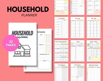 Planificador del hogar imprimible: Presupuesto familiar, programa de limpieza (descarga digital)