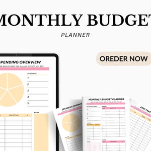 Blush Pink Monthly Budget Planner: Simple Finance Tracker (Printable Sheets)