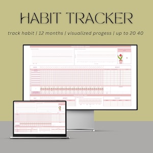 2025 Habit Tracker Tabelle Vorlage für Google Sheets, Produktivitätsplaner Tabelle, täglicher Habit Tracker für ADHS, Ziel-Tracker