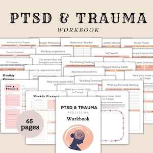 PTSD & Trauma Processing Workbook| Worksheets| Therapy| Safety Plan Prompts| Adult Trauma Therapy| Canva| PDF| Self Acceptance