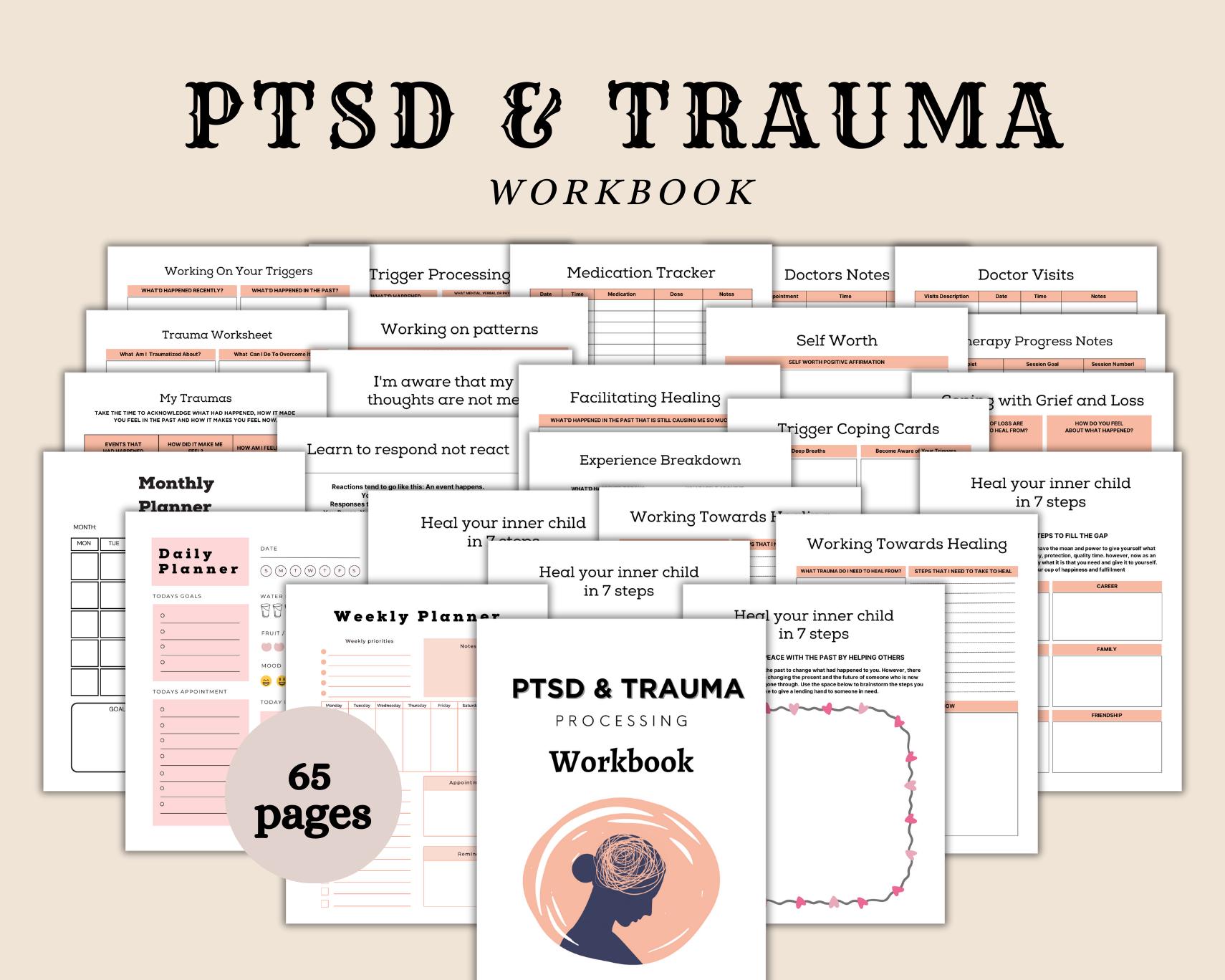 PTSD Trauma Processing Workbook: Therapy Worksheets & Safety Plan ...