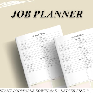 Application Tracker Printable Job Planner & Interview Organizer, Job Search Template, Simple Career Dashboard Spreadsheet