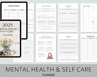 Mental Health Journal Bundle: Therapy Worksheets, Anxiety & Self-Care Tracker (Digital Downloadable Format)