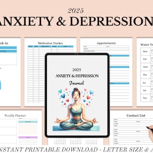 2025 Anxiety Depression Journal Mental Health Journal  Mood Tracker| Printable Wellness Planner - Mindfulness Planner - Instant Download