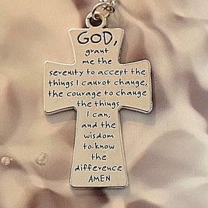 Serenity Prayer Crucifix Necklace, Jewelry for Daily Reflection, Timeless Testament Pendant, Christian Symbol Pendant, Inspirational Religio