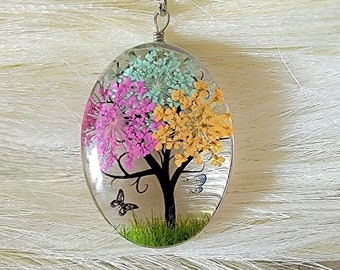 Resin Tree of Life Necklace, Nature Inspired Pendant, Gift or Plant Lovers, New Beginnings, Artisan Crafted Jewelry, Botanical Elegance