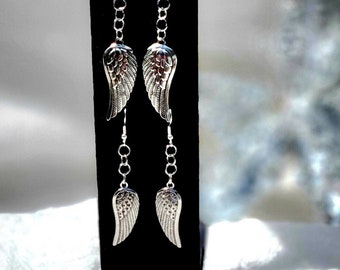 Angel Wing Earring, Antique Style Jewelry, Religious Accessory, Faith Inspired Pendant, Christian Jewellery, Spiritual Gifts, Modern Fashion