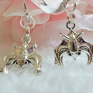 Nocturnal Nature Earrings, Sleeping Bat Jewelry, Dark Beauty Dangle, Night Creature Pendants, Gothic-Inspired Accessory, Dramatic Style