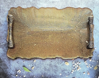 Organizador de vaidade marrom dourado - decoração de noite estrelada, ideia de presente para anfitriã, decoração de casa multiuso, placa de charcutaria, organizador de exibição de perfume