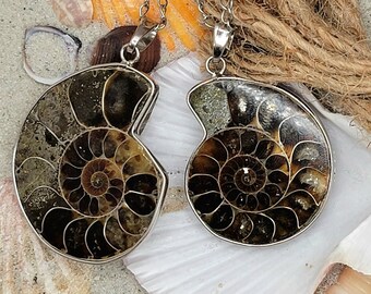 Colar com pingente de amolite marrom terroso, joias com padrão inspirado em fósseis, corrente de aço inoxidável 304, presente exclusivo para amantes da natureza