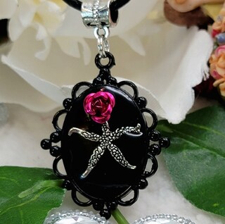 Collana Con Ciondolo Stella Marina Grande – Gioiello Vintage Fatto A Mano, Catena Rossa Regolabile, Ipoallergenico, Tema Spiaggia E Mare