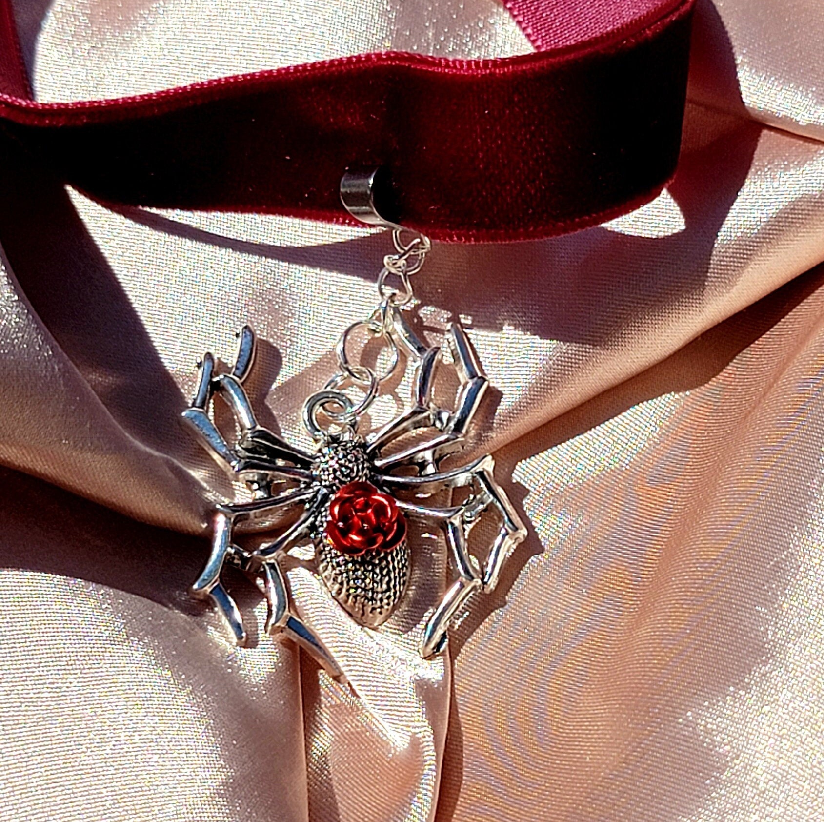Collana Gotica Con Ciondolo Ragno E Onice Nero – Gioiello Punk A Girocollo Per Donne E Ragazze, Regalo Halloween